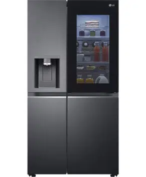 LG  635L Side by Side Fridge with InstaView Door-In-Door (Matte Black) GS-V635MBLC Front Dint