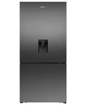 Hisense 500L PureFlat Bottom Mount Fridge with Non-Plumbed Water Dispenser - Dark Stainless Steel  HRBM500TBW