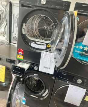 Pair Hisense 10kg Front Load Washer Series 7 HWFS1015AB & Hisense 9kg Series 7 Heat Pump Dryer (Charcoal Black) HDF7S90HAB